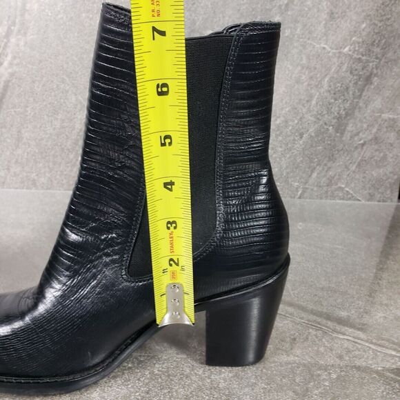 Matisse Mesmerize Chunky Heel Boots Women's 7.5 Black Snake Leather Elastic Gore - Picture 11 of 11